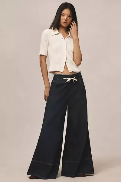 Pilcro The Tenney Drawstring Wide-leg Jeans By  In Blue