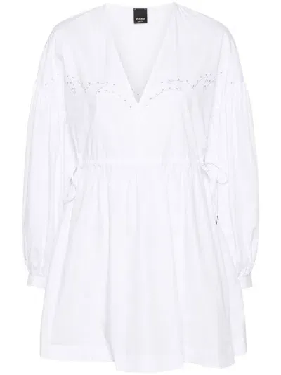 Pinko Drawstring-waist Mini Dress In Bianco