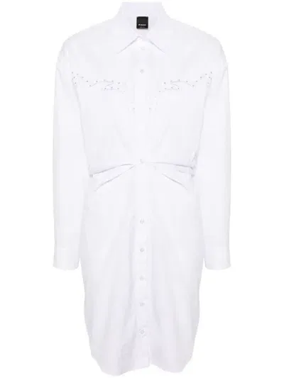 Pinko Eyelet-detail Cotton Shirtdress In White