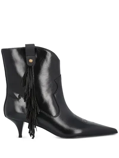 Pinko Ada Fringe-detailing Boots In Black