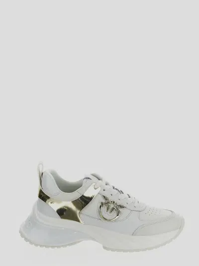 Pinko Logo Plaque Round Toe Sneakers In White