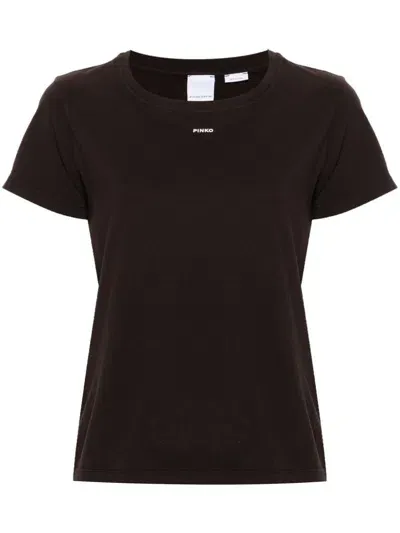 Pinko Mini Logo T-shirt In Marron