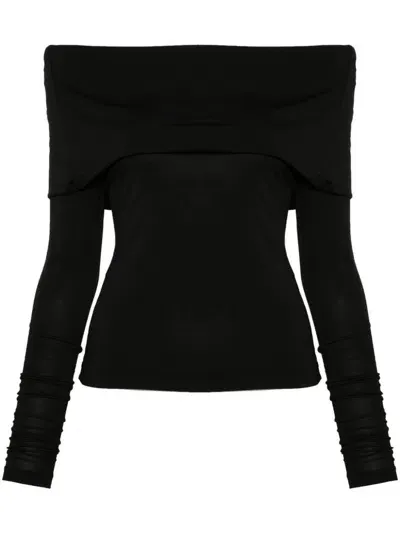 Pinko Black Angiolieri T-shirt With Wide Neckline