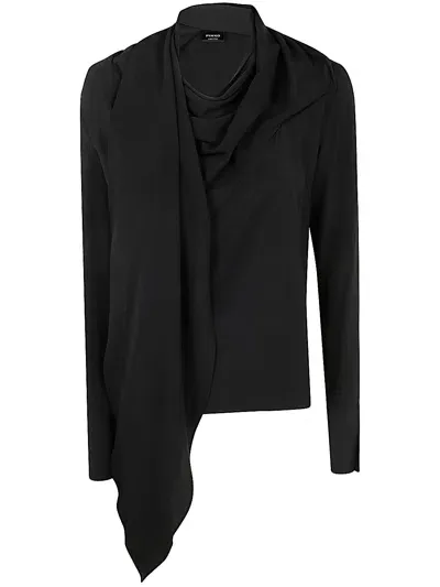 Pinko Blok Crepe De Chine Bluse In Black