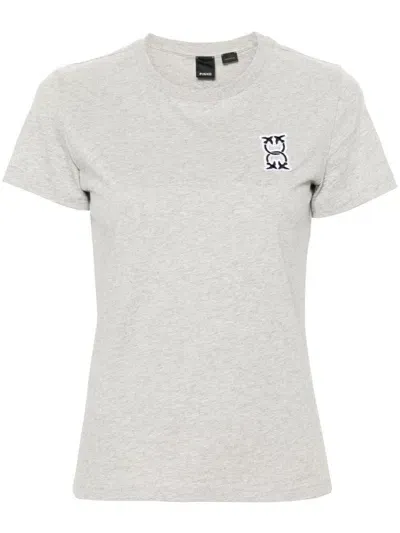 Pinko Logo-patch Cotton T-shirt In Grau