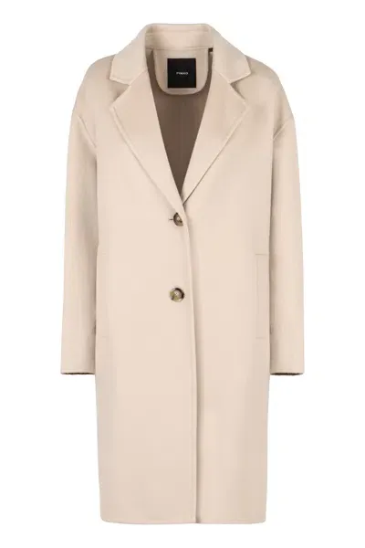 Pinko Women's Cacciavite Single-breasted Wool Coat In Ivory