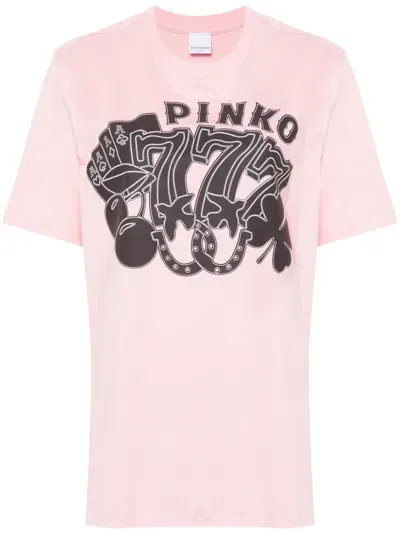 Pinko Cards-print T-shirt In Pink