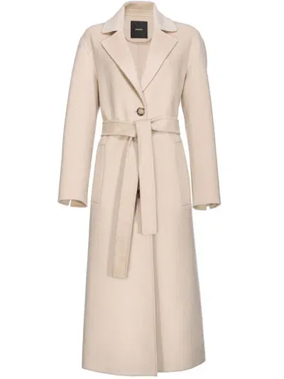 Pinko Single-breasted Wool Coat In Neutrals