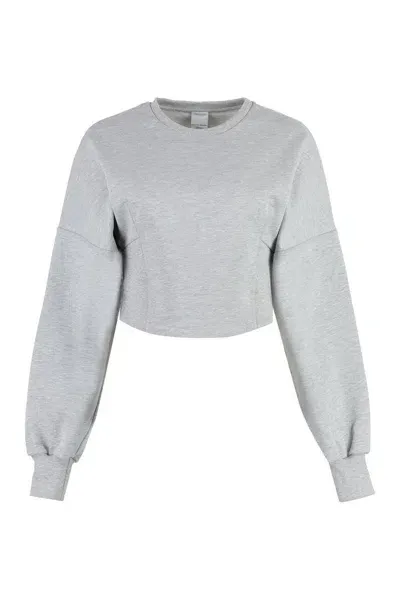 Pinko Cotton Crew-neck Sweatshirt In Drizzle Grey