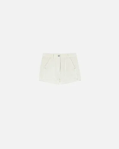 Pinko Cotton Shorts With Pockets In Blanc Lait