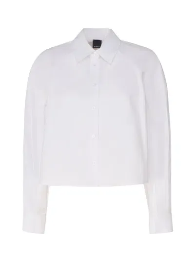 Pinko Cropped Poplin Shirt In White