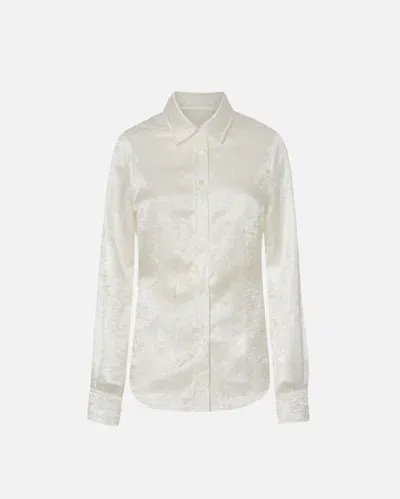 Pinko Crumpled-effect Satin Shirt In Blanc Lys