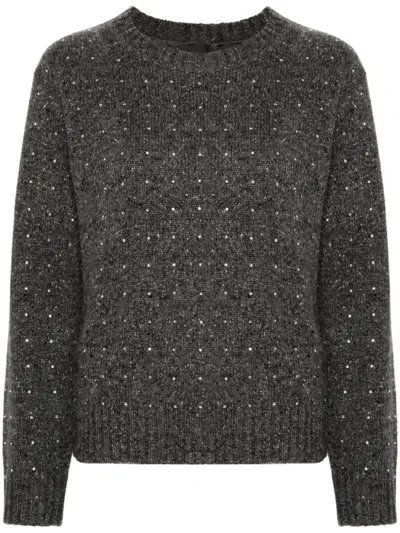 Pinko Crystal-embellished Sweater In Black