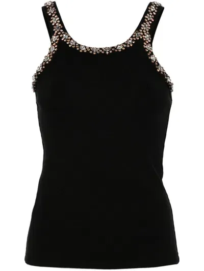 Pinko Crystal-embroidery Tank Top In Black