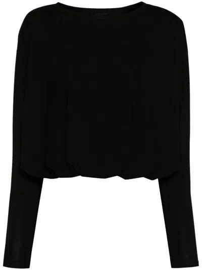 Pinko Draped Jersey T-shirt In Black