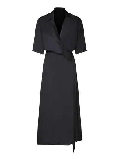 Pinko Fringed Wrap Maxi Dress In Black