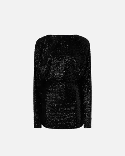 Pinko Elegant Mini Dress With Sequins In Limo Black