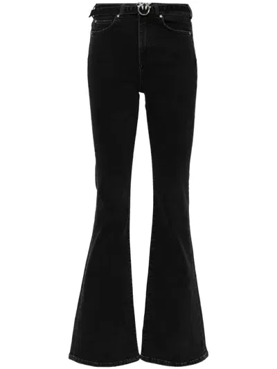 Pinko Flora Flare Denim Clothing In Black