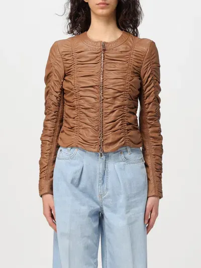 Pinko Leather Ruched Jacket In Cm3