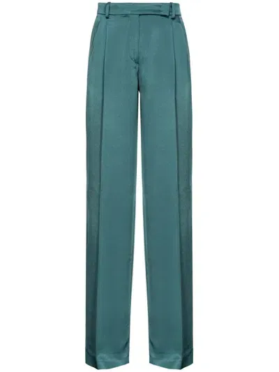 Pinko Laon Satin-finish Trousers In Green