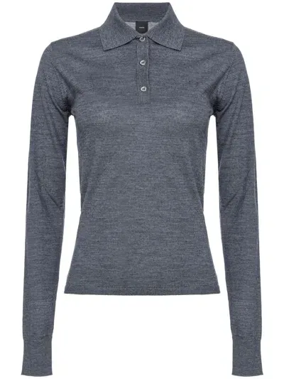 Pinko Liquoroso Wool Polo Top In Grey