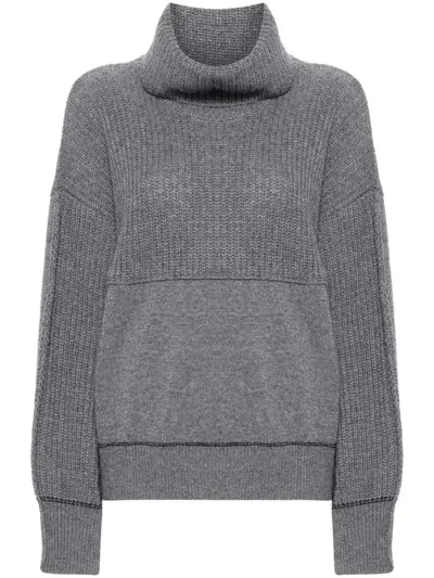 Pinko Logo-embroidered Sweater In Gris