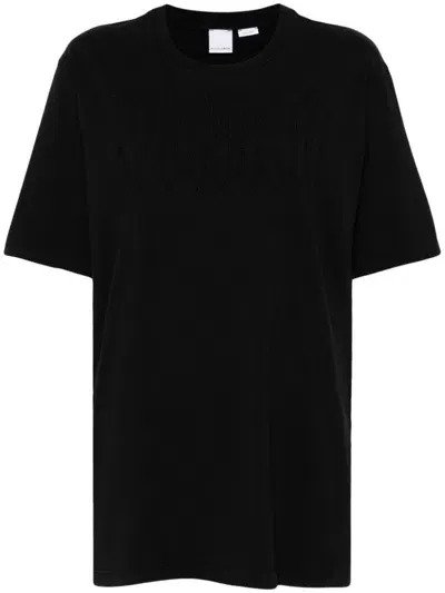 Pinko Logo-embroidered T-shirt In Black