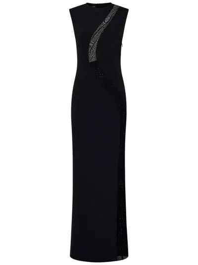 Pinko Round-neck Semi-sheer Dress In Black