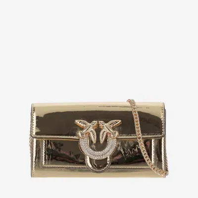 Pinko Love Bag Mirrored Wallet In Gold