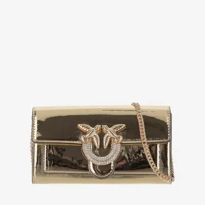 Pinko Love Bag Mirrored Wallet In Golden