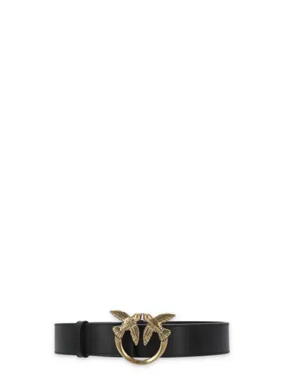 Pinko Black Leather Love Berry Belt