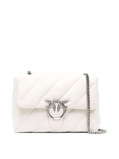 Pinko Love Big Puff Leather Shoulder Bag In Blanco