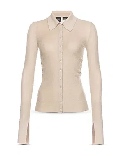 Pinko Metallic Knit Shirt In Beige