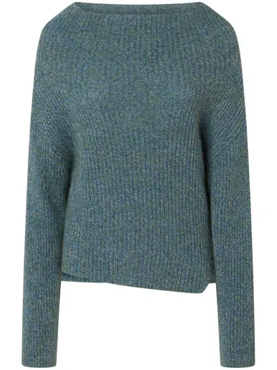 Pinko Multicolor Asymmetrical Ribbed Sweater In Multi. Green/light Blue