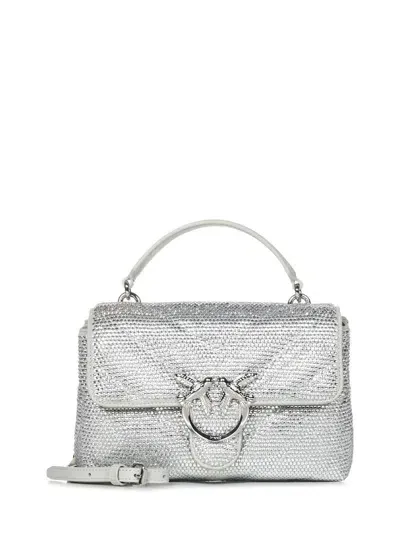 Pinko Mini Lady Love Bag Puff Chevron Handbag In Silver