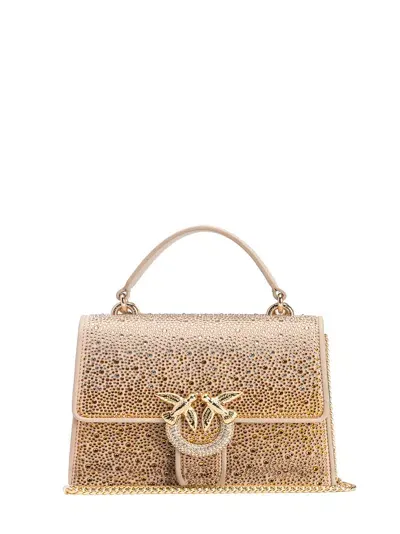 Pinko Mini Love Bag Tote In Golden