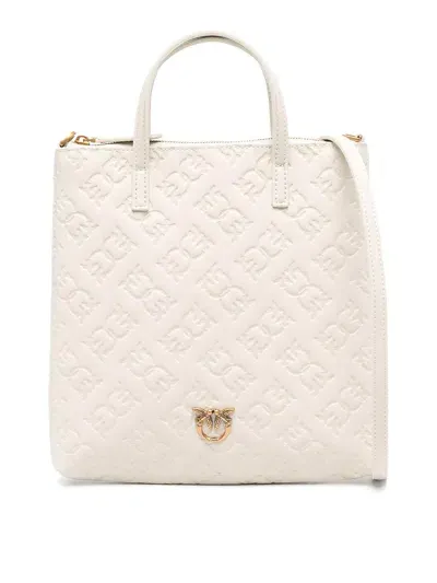 Pinko Mini Love Birds Tote Bag In Blanco