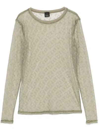 Pinko Monogram Lace T-shirt In Green