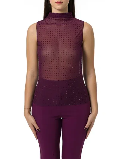 Pinko Rhinestone Embellished Sleeveless Top In Purple