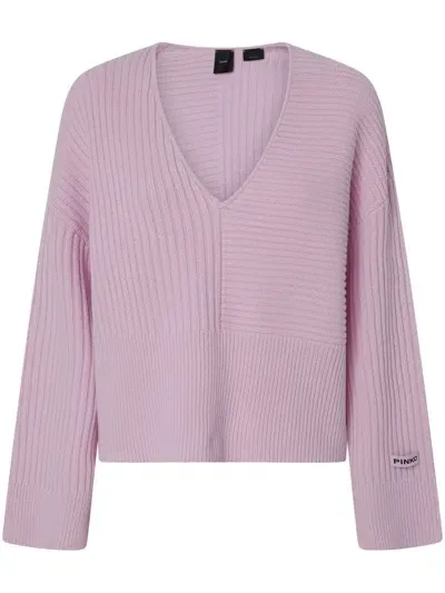 Pinko Ribbed Sweater In Lilas-orchidée Sédui.