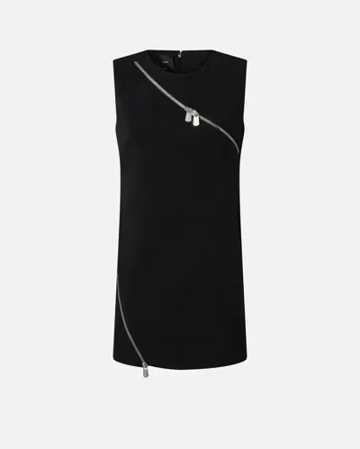 Pinko Mini Dress With Asymmetric Zip In Limo Black