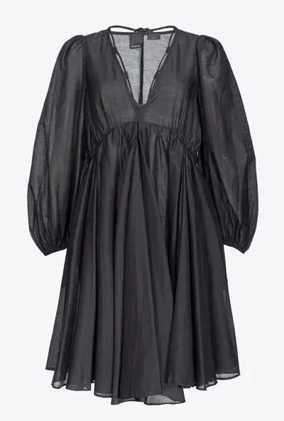 Pinko Robe En Voile De Soie Et Coton In Nero Limousine