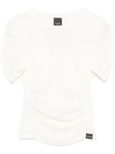 Pinko Ruched-detailing T-shirt In White