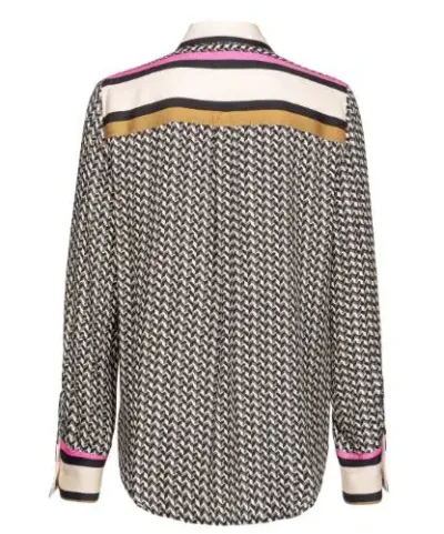 Pinko New Nora Geometric-print Shirt In Beige