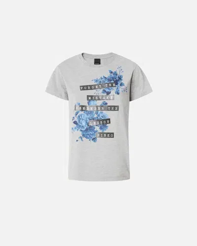 Pinko Slogan-print T-shirt In Drizzle Grey