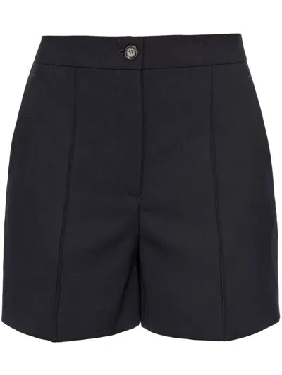 Pinko Pleated Twill Shorts In Black