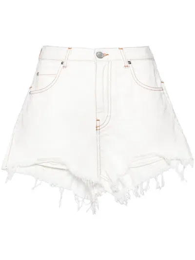 Pinko Ausgefranste Honey Jeans-shorts In Bianco