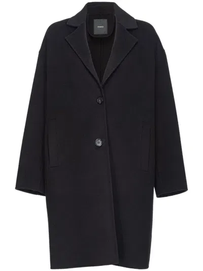 Pinko Single-breasted Wool Coat In Black