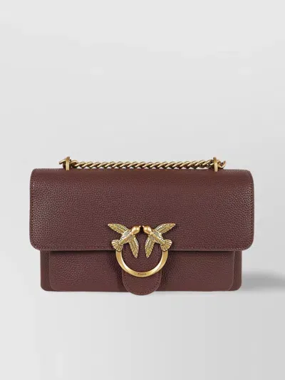 Pinko Soft Mini Leather Cross-body Bag In Brown