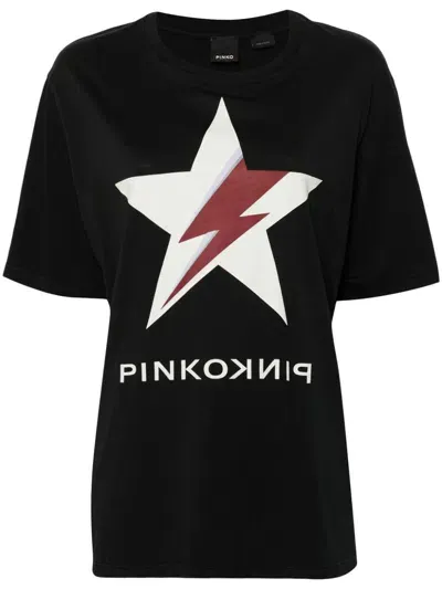 Pinko Star-print T-shirt In Black